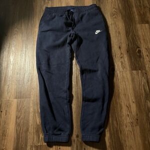 Nike Men's Navy Blue Fleece Joggers Sweatpants Size Medium Athletic Fit
